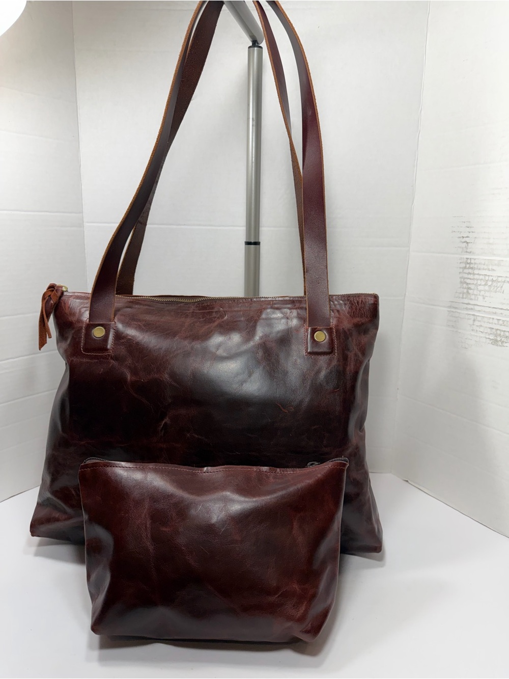 Stickman Leather Tote Bag with Pouch - Brown $295